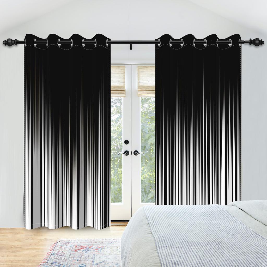 2Pcs/Set Colourful Gradient Window Curtain Bright Multicolor Blackout  Polyester Fabric Study Bedroom Living Room Decor Curtain