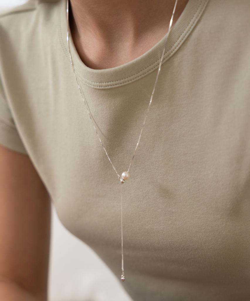 Tatiana (Silver 925) Freshwater Pearl Y-Line Long Necklace Nz2509