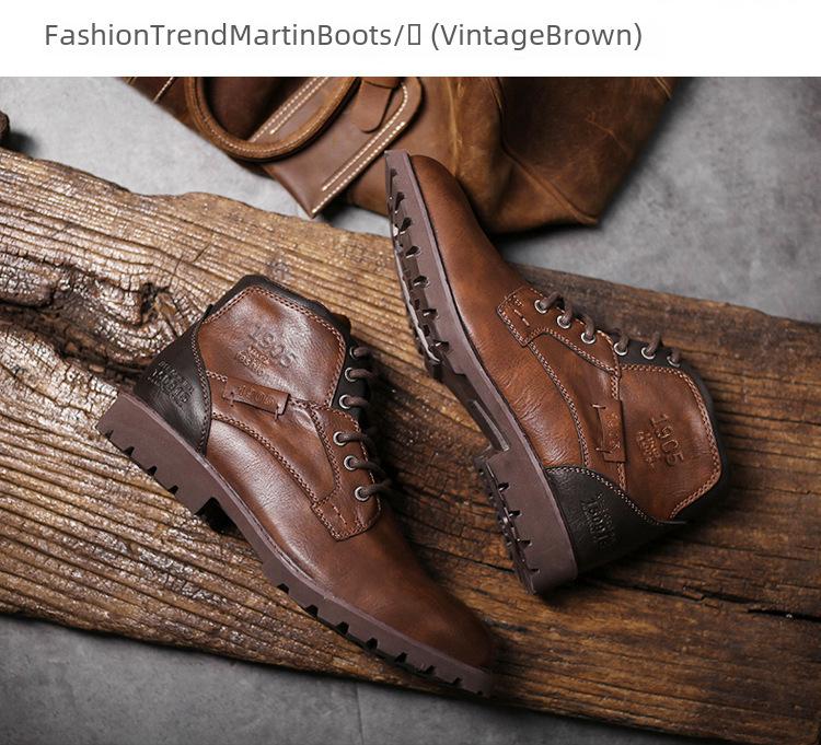 Men's Retro High-Top Zipper Boots - Casual Desert Work Martin Boots for Autumn/Winter
