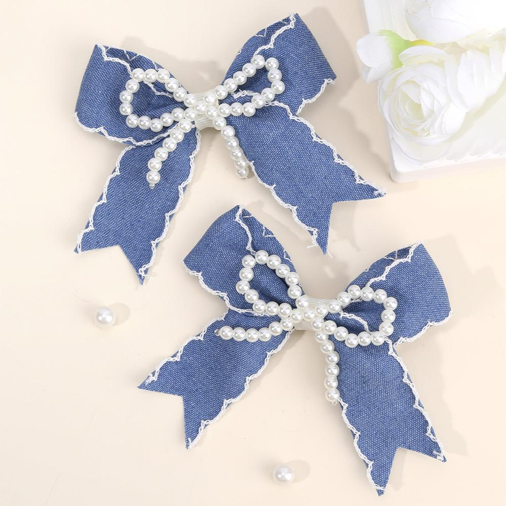 

Trendy Denim Pearl Hair Clip Korean Sweet Beads Hairpin Vintage Barrette Girl Women’s Daily Hair Jewelry Casual Chic Accessories