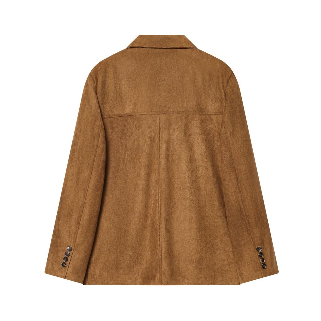 Foreign Trade Women's Clothing INS Popular Style Fashion Pocket Decoration Suede Blazer Women