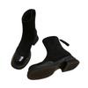 Korean Version of Retro Style Boots for Women with Long Legs, Zipper and Thin Boots, Velvet Cotton Boots, Thick-soled Small Short Boots.
