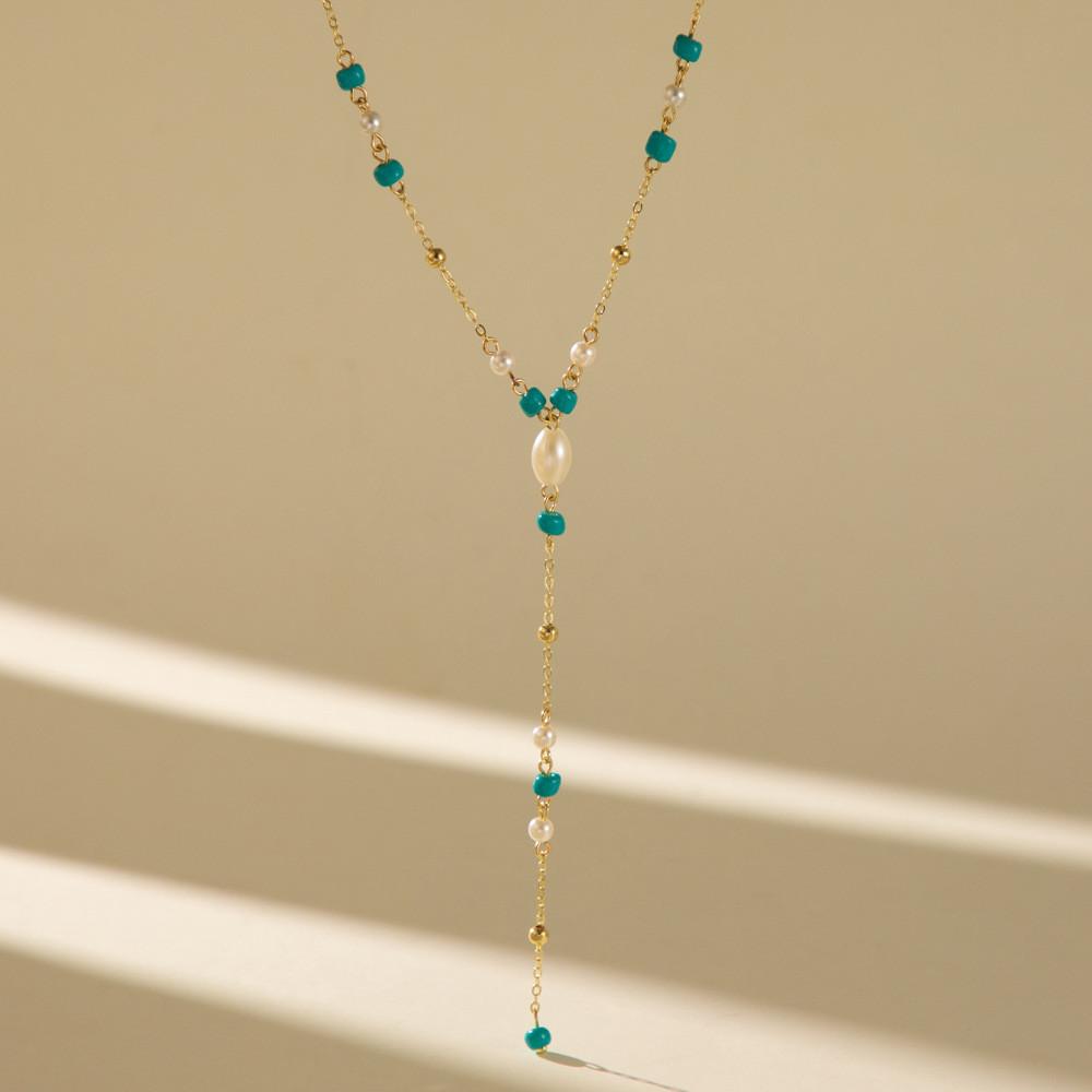 Elegant Retro Pearl Bead Pendant Necklace For Women Chic Street Style Jewelry