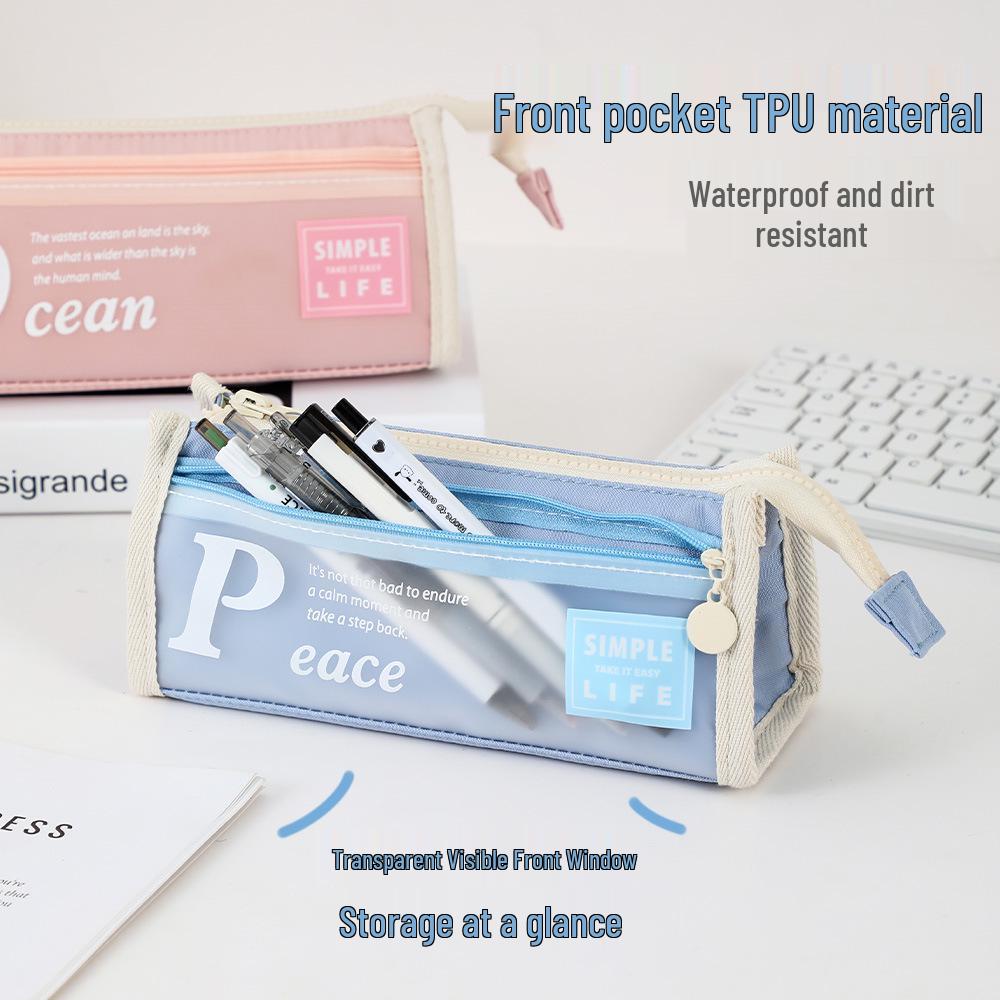 Large Capacity TPU Pencil Case for Junior High Students - Cute and Stylish Design