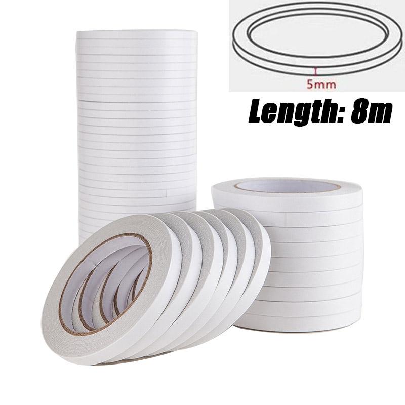 

10 Rolls Strong Tape Sticker Double Sided Adhesive Tape 8M Ultra-thin White for Home Office Craft Double Sided Tape Sticky Paper 3rolls