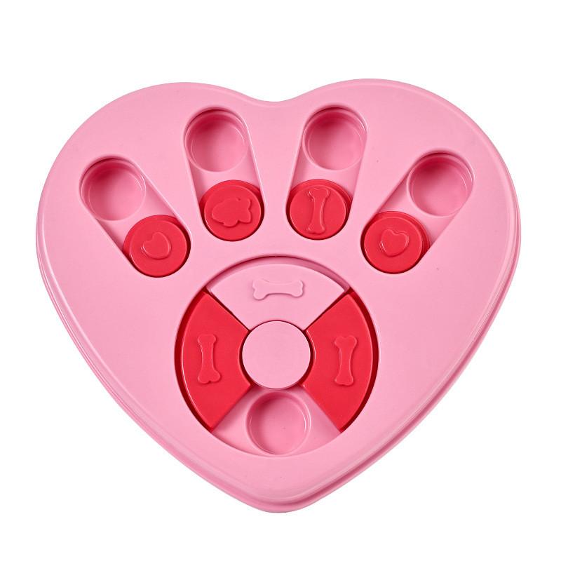 Toy Puzzle Dog Heart Shaped Square Slow Eating Bite Basin Pet Fun Interactive