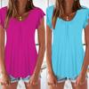 Frauen Einfarbig U-ausschnitt Kurze Rüschen Ärmel Bottoming Top T-shirt Bluse