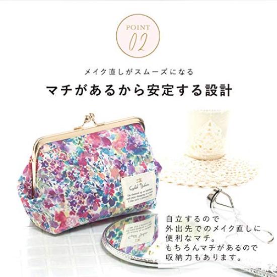 Coin Purse Makeup Pouch Featuring Sanrio Cute and Floral My Melody Made In Women's Characters. Stylish, Self-standing, Pattern, Design, Pink. Japan.