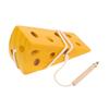 DECHOUS Wooden Cheese-Shaped Stringing Machine, Montessori Education, Improves Hands-On Exercise and Focus, Ages 3+, 4.5" X 2" X 1.8"