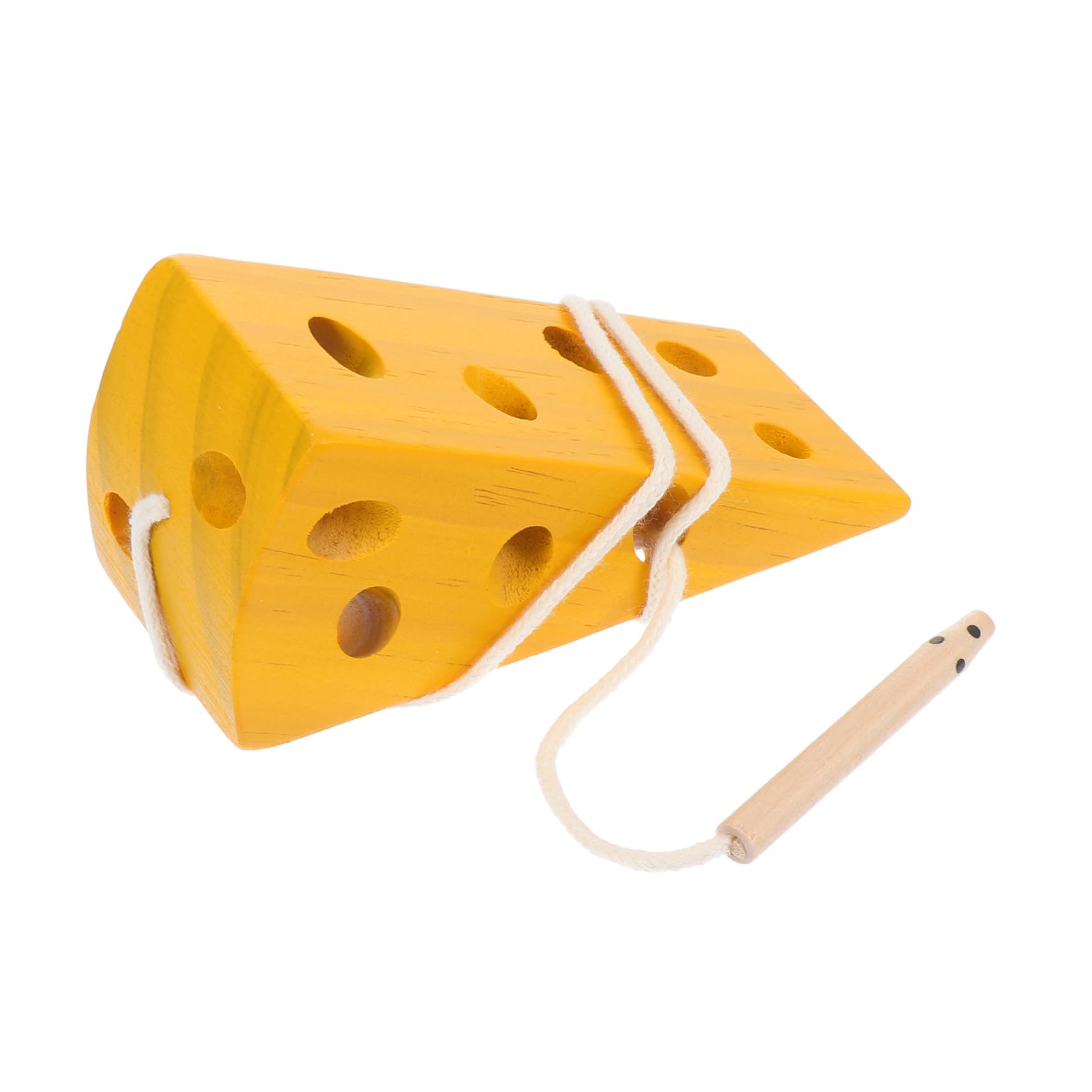 

DECHOUS Wooden Cheese-Shaped Stringing Machine, Montessori Education, Improves Hands-On Exercise and Focus, Ages 3+, 4.5 x 2 x 1.8