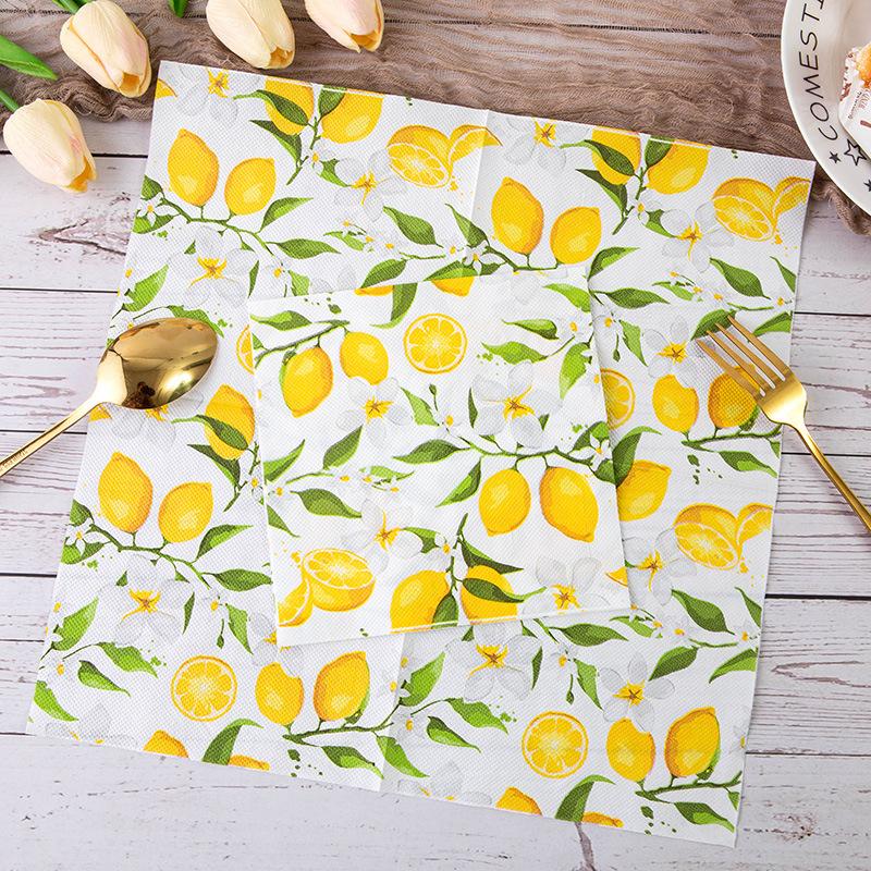 Stark Bunt Bedrucktes Serviettenpapier Handtuch Handtuch Zitrone Frucht Party Anwendbar Weinglas Dekoration Papier Platzset