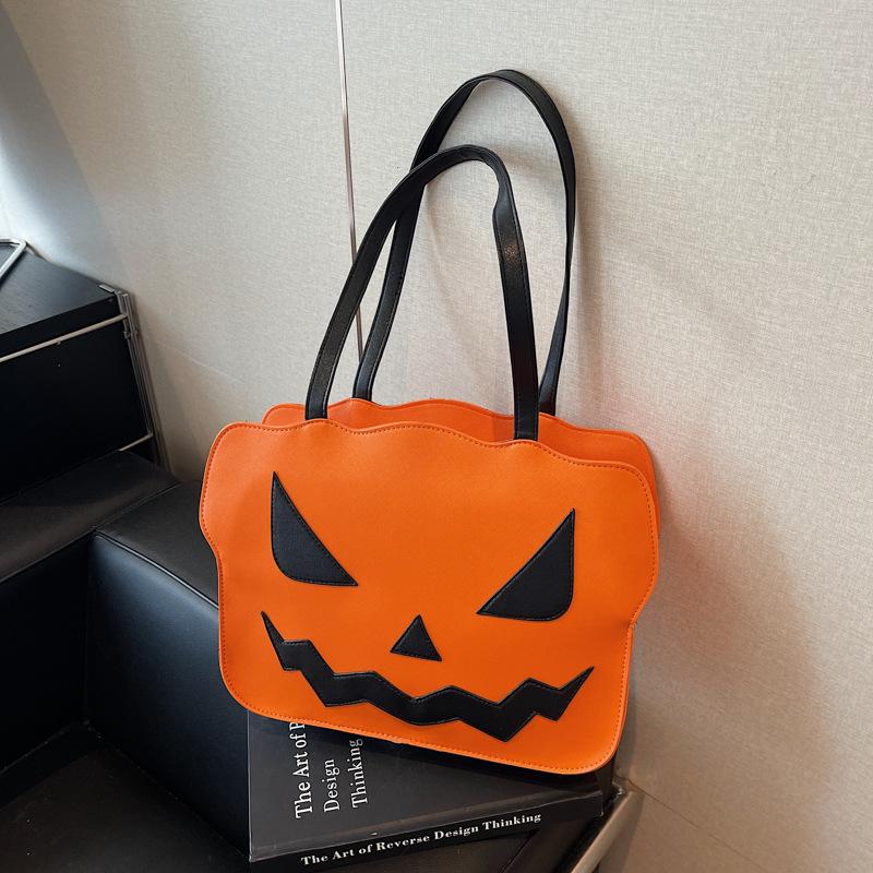 

Странная большая сумка женская новая нишевая универсальная сумка через плечо Хэллоуин забавная сумка-тоут оранжевый