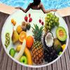 Summer Tropical Fruit Round Beach Towel Delicious Hawaii Fruits Sandproof Beach Blanket Soft Quick Dry Towel Portable Picnic Mat