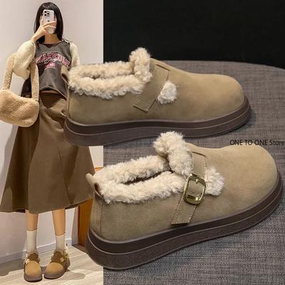 Fashion New Soft Round Toe Winter Shoes Women Casual Sneakers Female Flats Clogs Platform Loafers With Fur Autumn Dress Retro Creepers