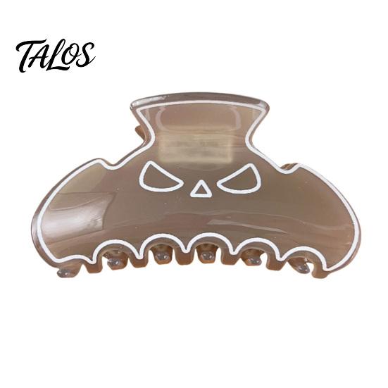 High Elasticity Spring Hair Claw, Translucent Jelly Texture Shark Hair Clip, Pumpkin-Bat Halloween Design Back Head Hair Claw for Daily Wear