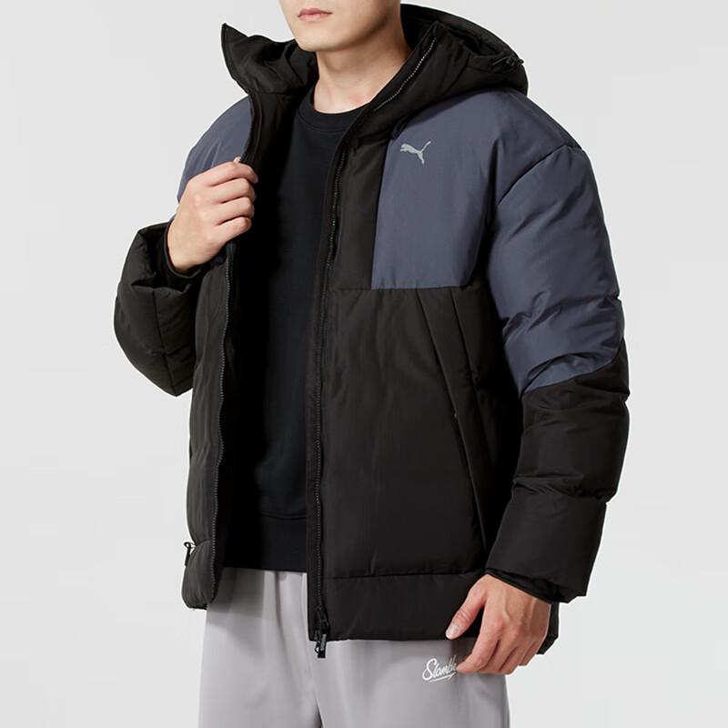 Puma Chaqueta Plumífera con Capucha Cálida a Prueba de Viento Moda Casual para Hombre Ropa Exterior Negro 629739-01