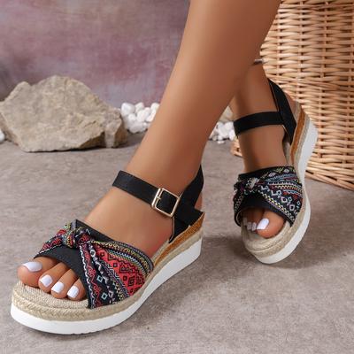 Women's Colorblock Trendy Sandals, Slip On Casual Summer Beach Slides, Non-slip Wedge Slides