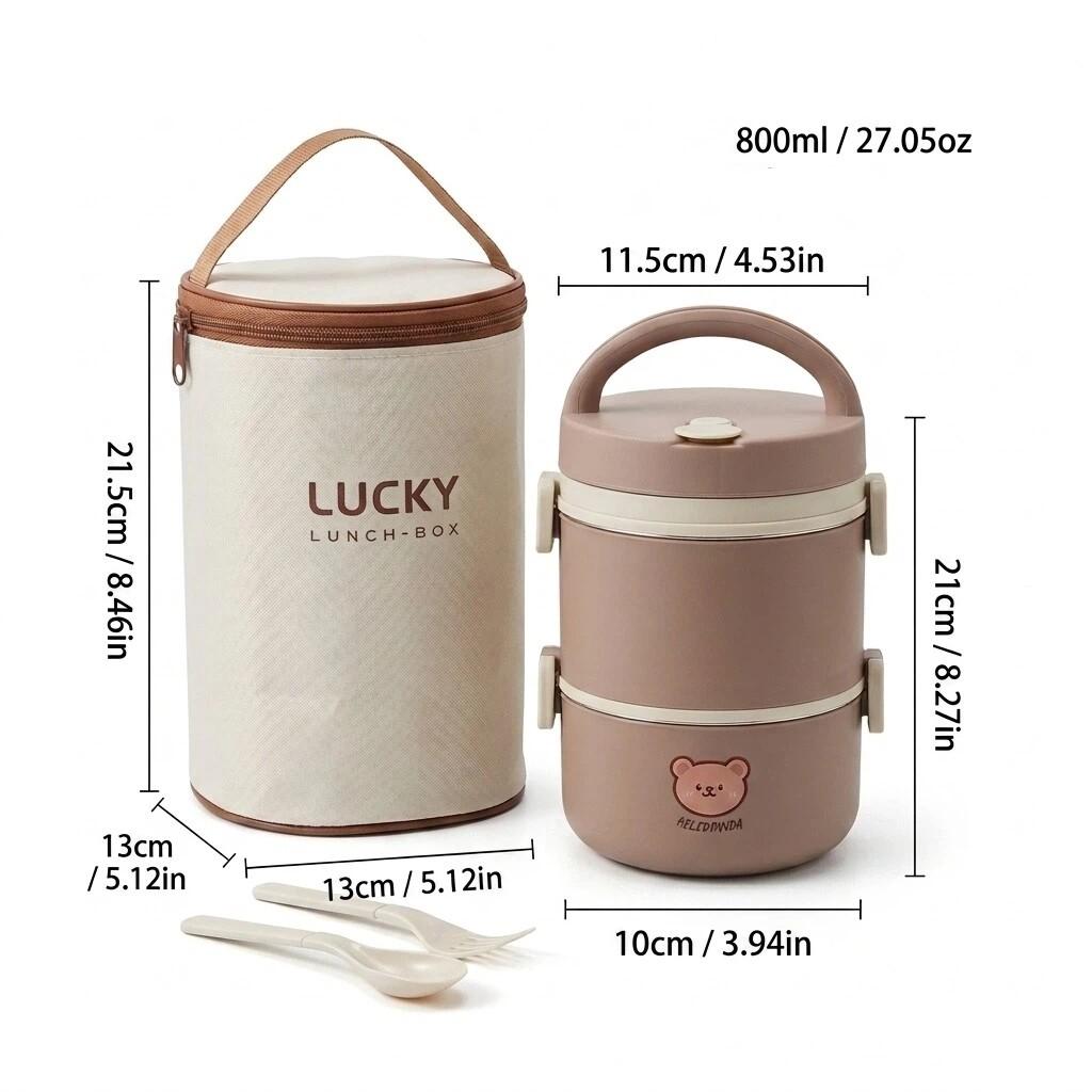 Microwave Safe 304 Stainless Steel Bento Box Thermal Lunch Box Portable Leakproof Insulated Kids Food Container Stackable