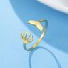 Lemegeton Mermaid Fish Tail Whale Opening Rings Cute Sweet Women Resizable Ring Stainless Steel Midi Finger Knuckle Jewelry Gift
