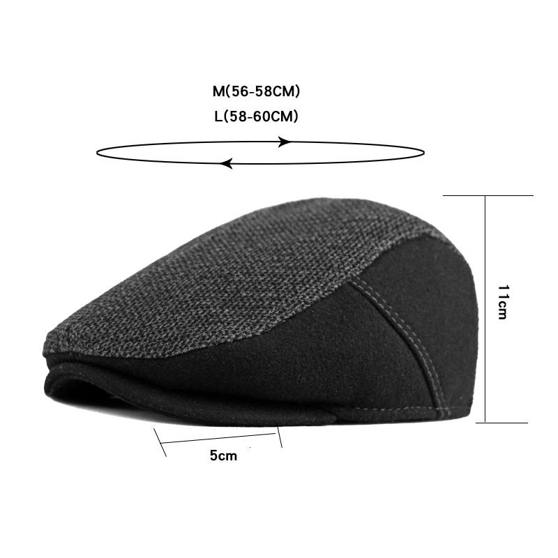 Peaked Cap Men's Middle-Aged Elderly People's Cap Autumn Winter Thick Warm Ear Protection Beret British Forward Cap