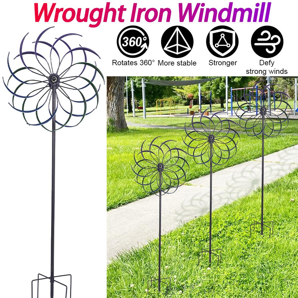 Rainbow Color Windmill Double-Layer Public Craft Windmill Outdoor Wind Catcher for Yard Decoration Accessories Tool