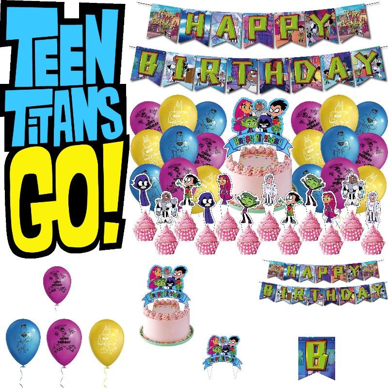 Colorful Teen Titans Go Party Decor Set Safe Eco-friendly Materials High-quality Paper 32pcs