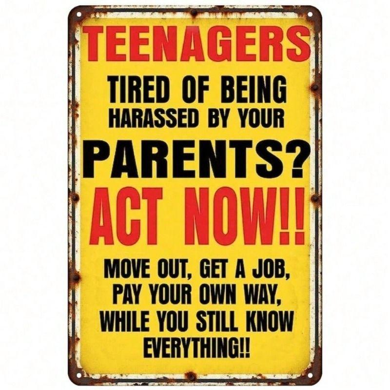 Metal Wall Art Decor, Vintage Humor Sign for Teen Room, Funny Tin Poster
