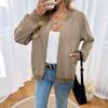 Damen Mode Lässig Einfarbiger Druck Herbst Winter Langarm O-Ausschnitt Jacken Mäntel