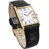 Seiko Men's Square Design Quartz Watch White Dial Black Leather Band