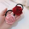 Hair Tie French Style Glossy Satin Rose Flower Decor Handcrafted 3D Petal Design Hair Rope Soft Smooth Fabric Hair Accessory