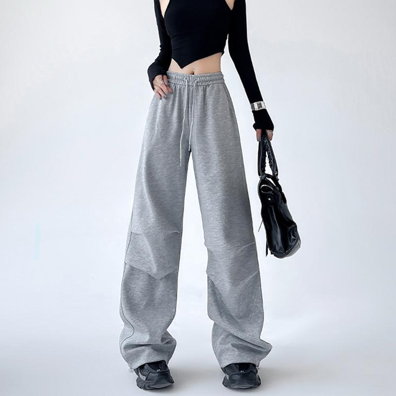 

Gray sweatpants women s autumn and winter new high-waisted straight loose casual sweatpants tooling wide-leg pants S (suitable for 80-47.5 kg) светло-серый