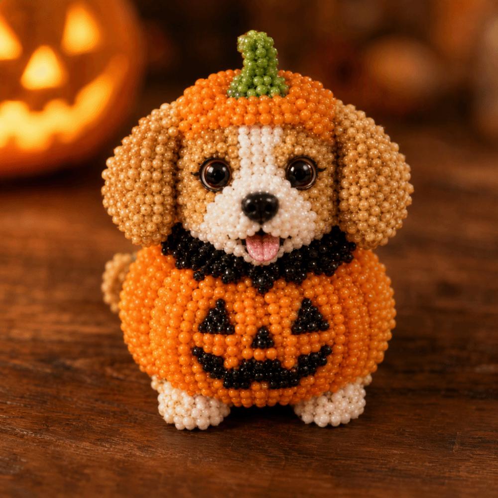 Süßes Design Halloween Perlenhund-Set Tierform Handgemachtes Perlenkunst-Set Heimdeko