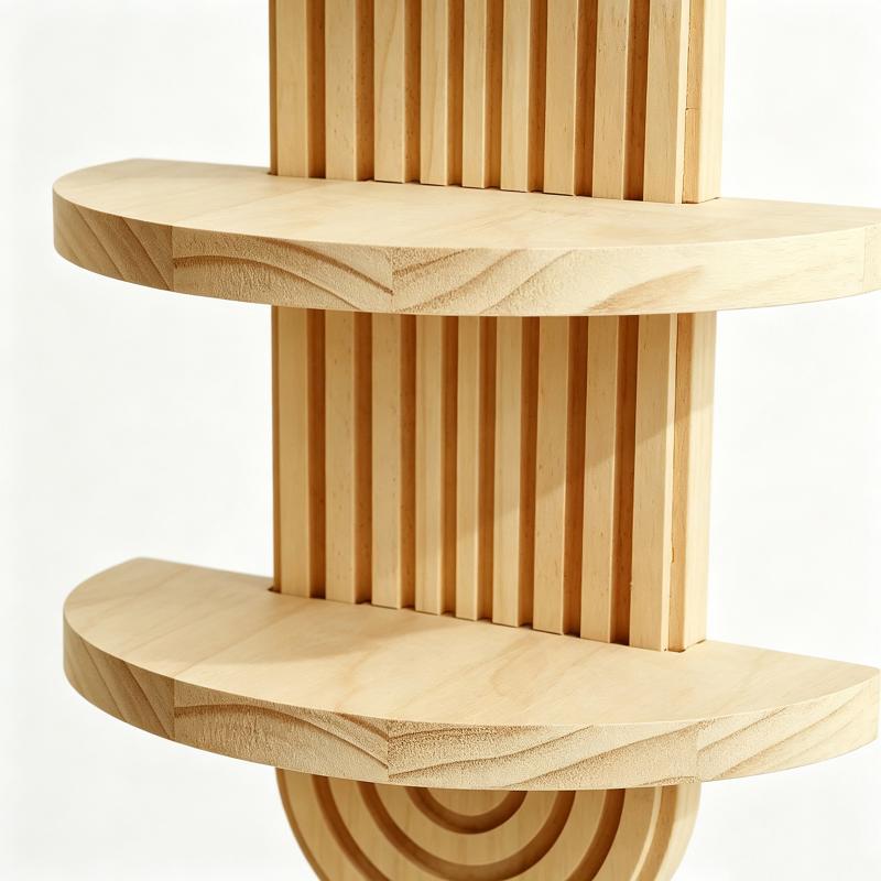 Scaffale da Parete in Legno a Doppio Strato Stile Boho Chic per Ambienti Domestici Eleganti
