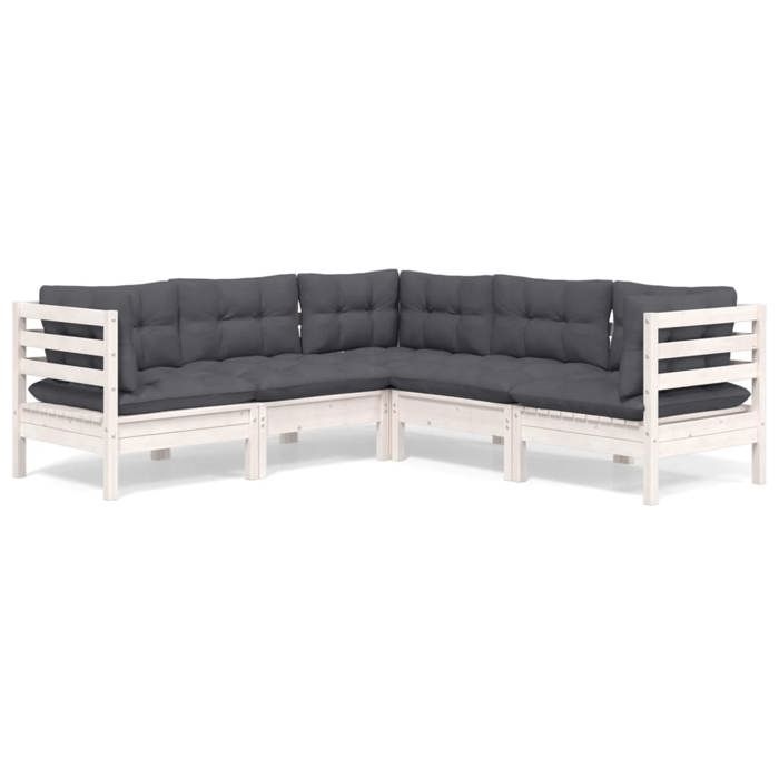 VidaXL Solid Pine Wood Garden Lounge Set 5 Pcs with Cushions Patio Furniture Outdoor Furniture Garden Furniture 3096672