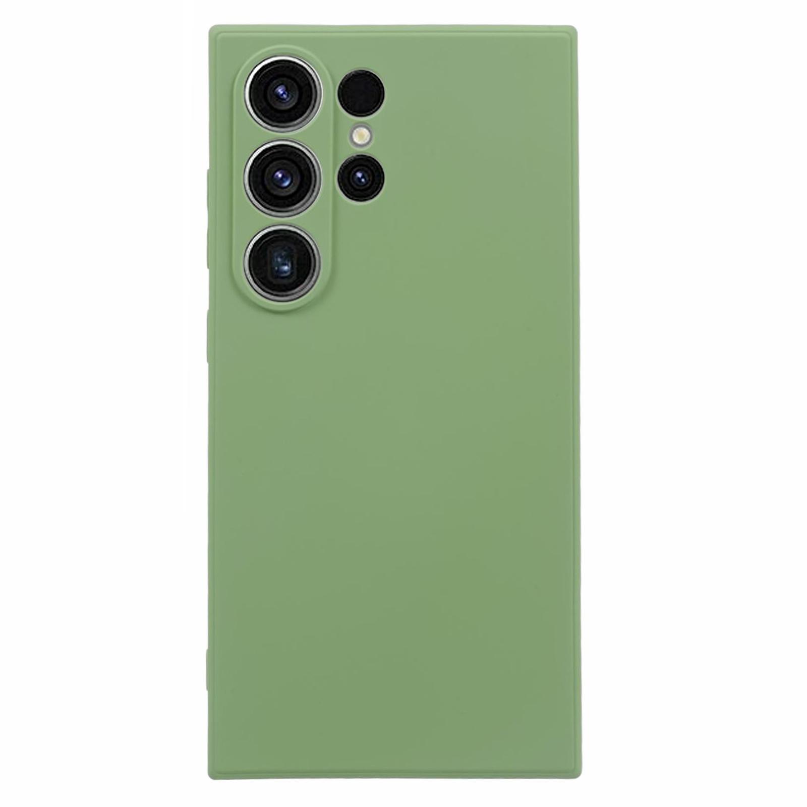 

For Samsung Galaxy S24 Ultra TPU Case Soft Fiber Lining Drop Protection Phone Cover Matcha Green