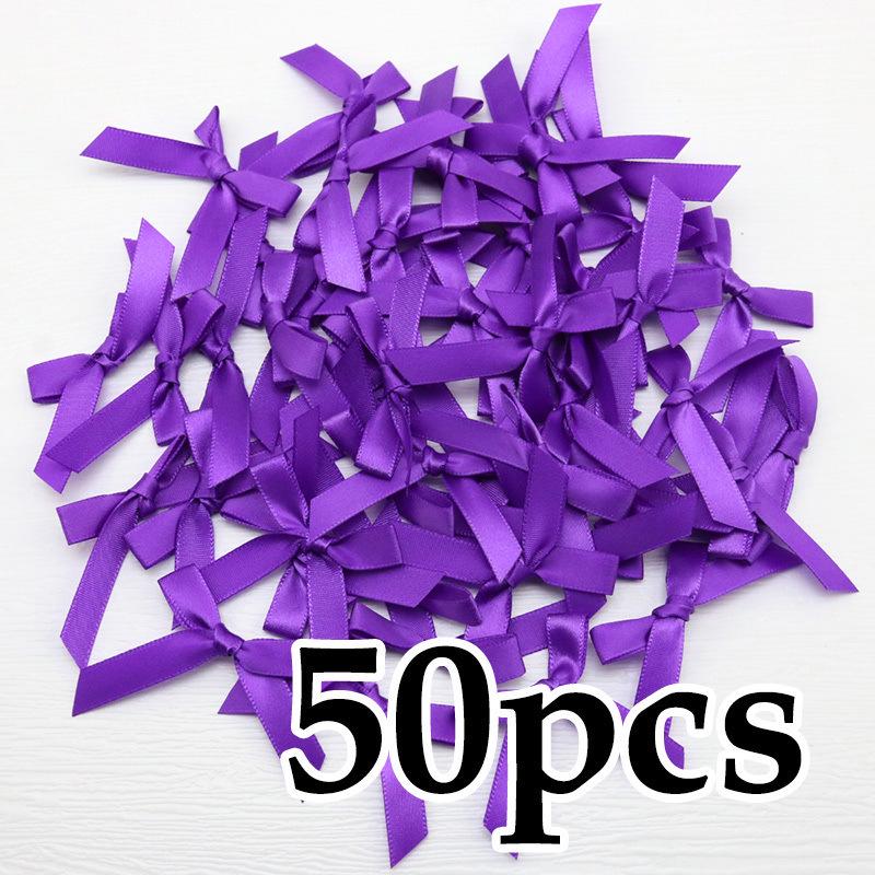 (50-Pack) 4x4cm Hot Pink Polyester Satin Ribbon Bows for DIY Crafts