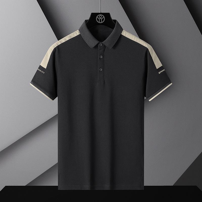 Erkek Yaz Polo Gömlek T-Shirt Iş Rahat Nefes Tee Düz Renk Gevşek Rahat Yaka Kısa Kollu Gömlek