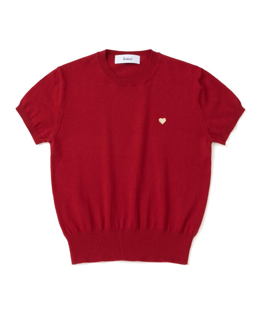 KNITTED (W) Basic Essential Washable Round Short Sleeve Knit Red