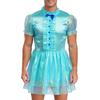 Herre Sissy Maid Kjole Kapper Kant Puffermer Sløyfedetalj Glitrende Puffete Kjole Låsbar Crossdressing Kostyme