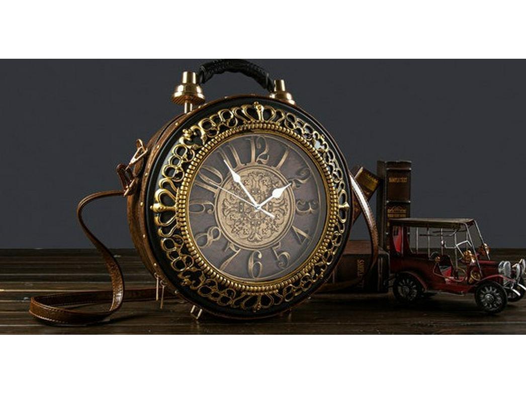 

Сумка в корейском стиле ретро 2024 года с уникальным дизайном часов коричневый