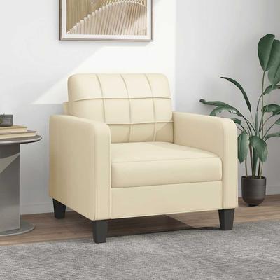 Vidaxl Armchair, Cream, 60 Cm, Upholstered In Faux Leather
