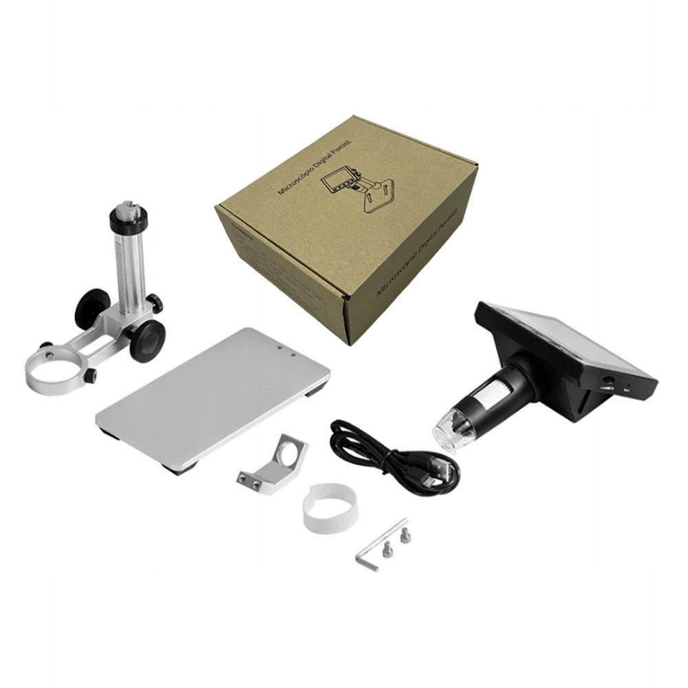 Rosfix Mikroskop Cyfrowy z Wyświetlaczem 4,3"" DM4-Z04008 – Powiększenie 50X–1000X | 8 Diod LED | Połączenie z PC