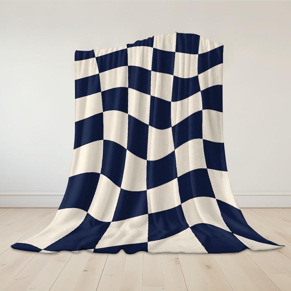 Wavy Checkerboard Flannel Blanket Warm Soft Halloween Christmas Couch Warm Cozy Decorative Decor Gift for All Season