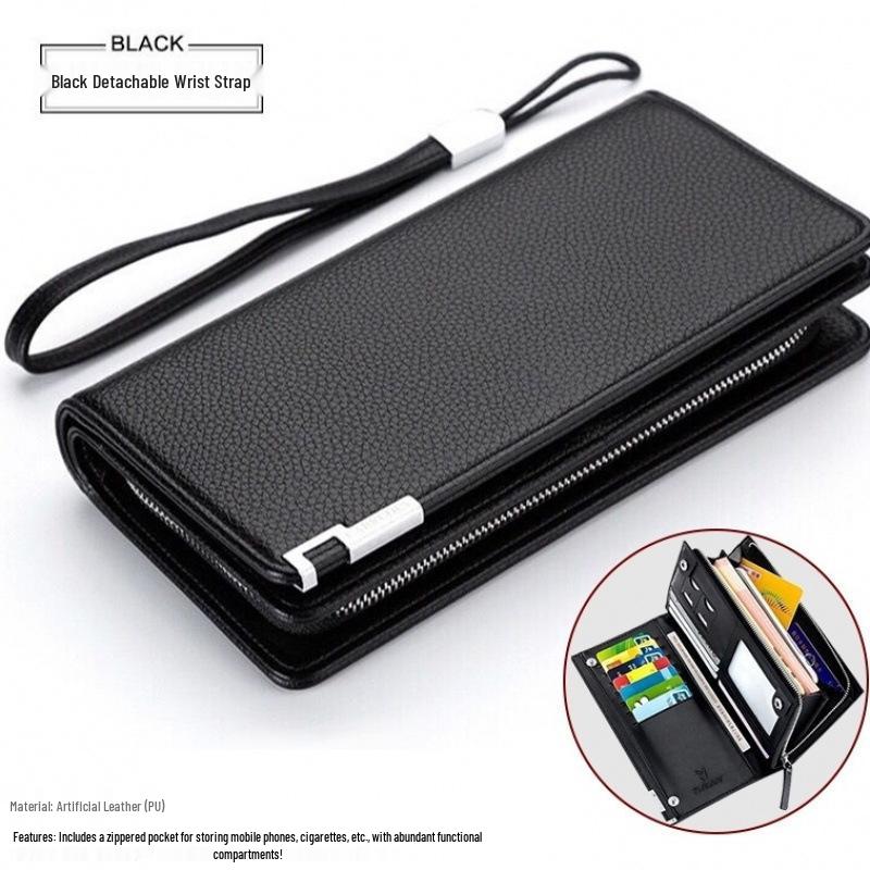 Men’s Large Capacity Zipper Clutch: Phone & Card Holder Trendy Handbag