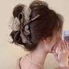 New Mesh Tulle Large Bowknot Grab Clip Elegant Retro Female Ponytail Braid Claw Clip Hair Accessories Gift Headdress
