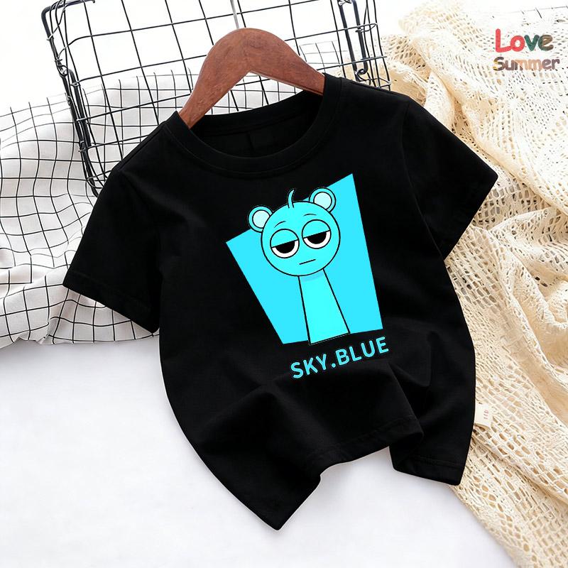 Camiseta casual de manga corta Sprunki de verano para niños de 4 a 14 años, top cómodo para niños, adecuado como regalo para niños y niñas