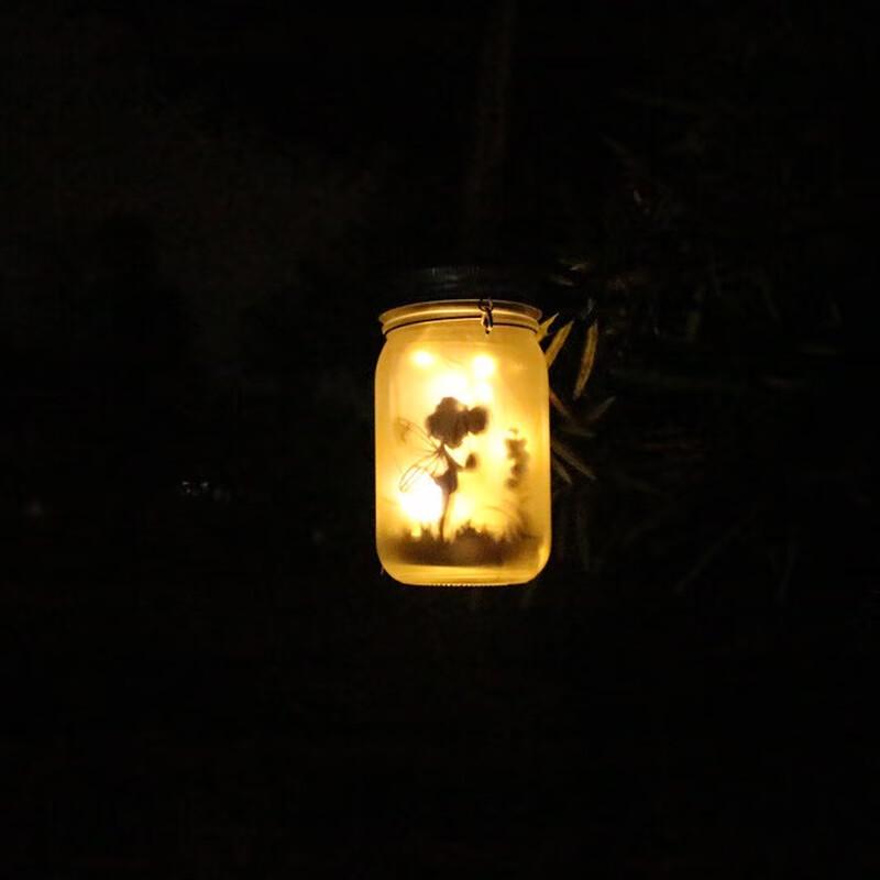 Solar Glass Mason Jar Fairy Garden Light