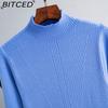BITCED Women's Autumn Winter Plain Knitted Turtleneck Long Sleeve High Waist Sweater Dress