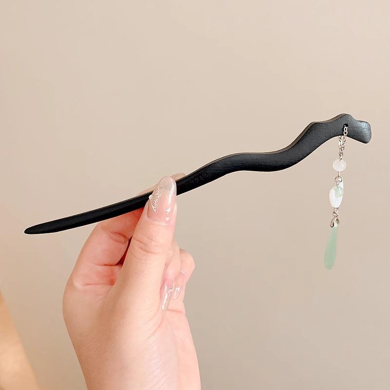 Traditional Sandalwood Hairpin for Chinese Cheongsam & Hanfu Updo