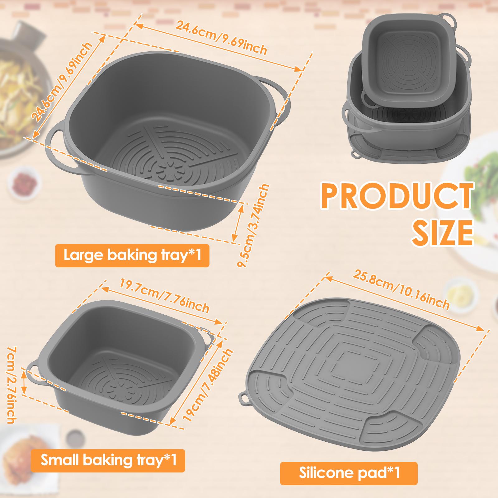 

2Pcs Air Fryer Silicone Liner Reusable Air Fryer Accessory Liner Non Stick Silicone Baking Tray for Oven Microwave Steamer